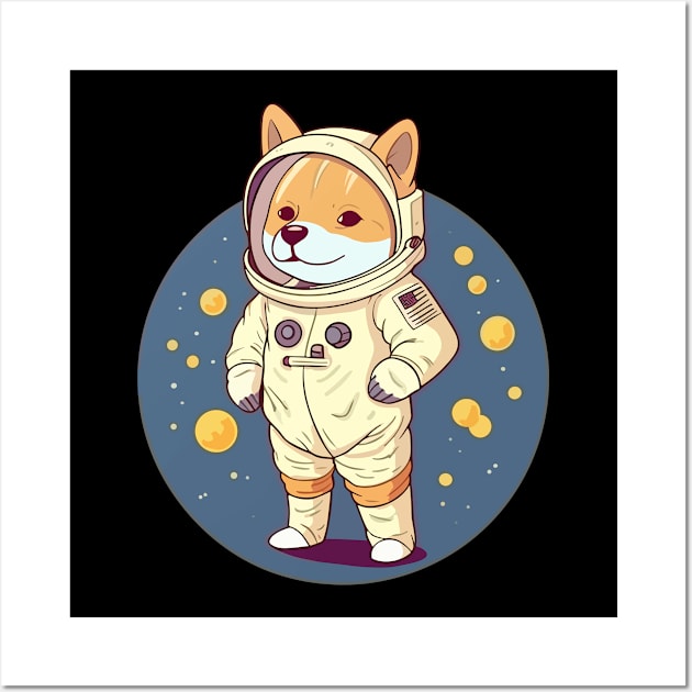 Doge Astronaut to the Moon with Dogecoin Wall Art by roaneturnerstudios